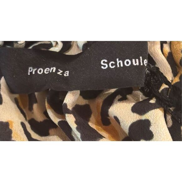 Proenza Schouler Leopard Print Crpe De Chine Top  in Butter Multi Gold Size 4 - Picture 11 of 13